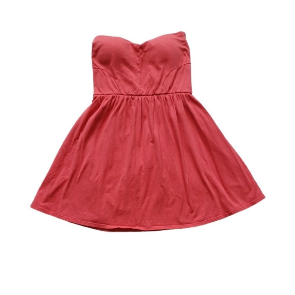 Coral strapless dress